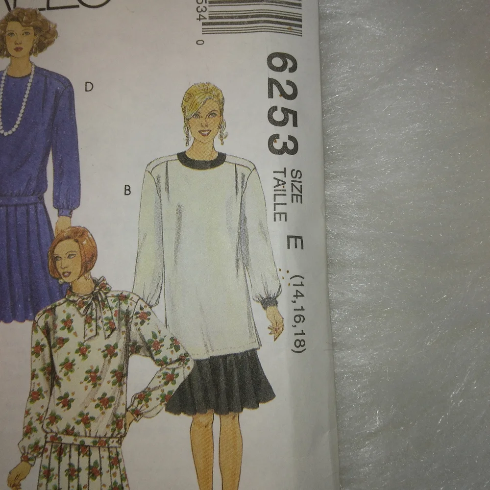 McCall's 6253 Misses 2 piece dress Size 14-16-18